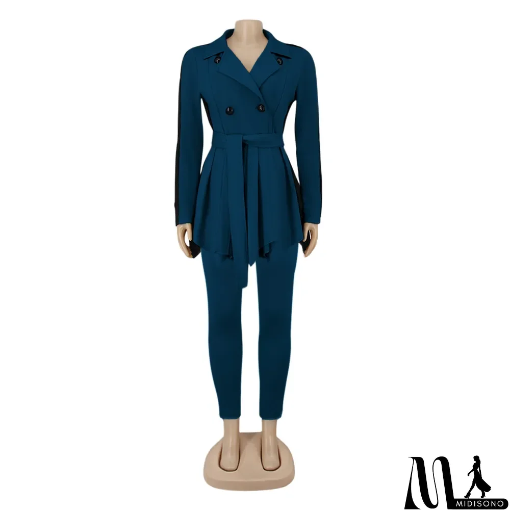 MidiSono - Winter Elegant Peplum Blazer and Matching Pants Set