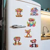 (US Local)6Pcs Acrylic Animals And Flowers Diamond Art Fridge Magnet for Car Mailbox Decor