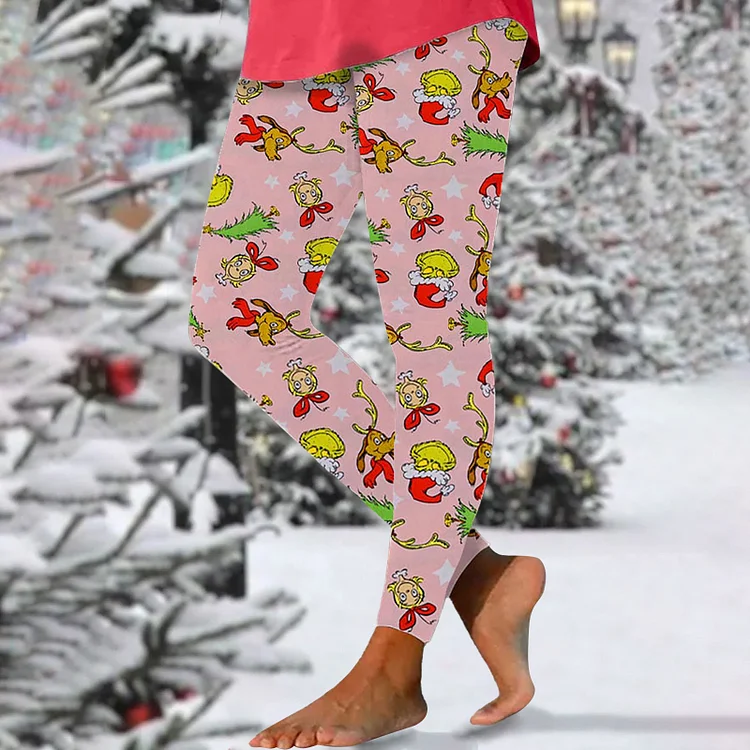 Women's Merry Christmas CartoonPrint Leggings3