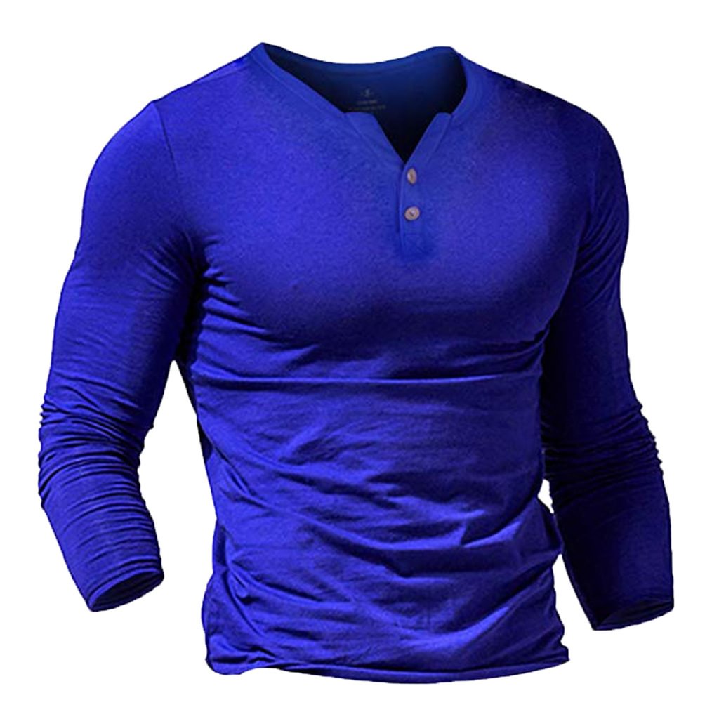 Men's Casual Solid Color V-neck Long Sleeve Top-Compassnice®