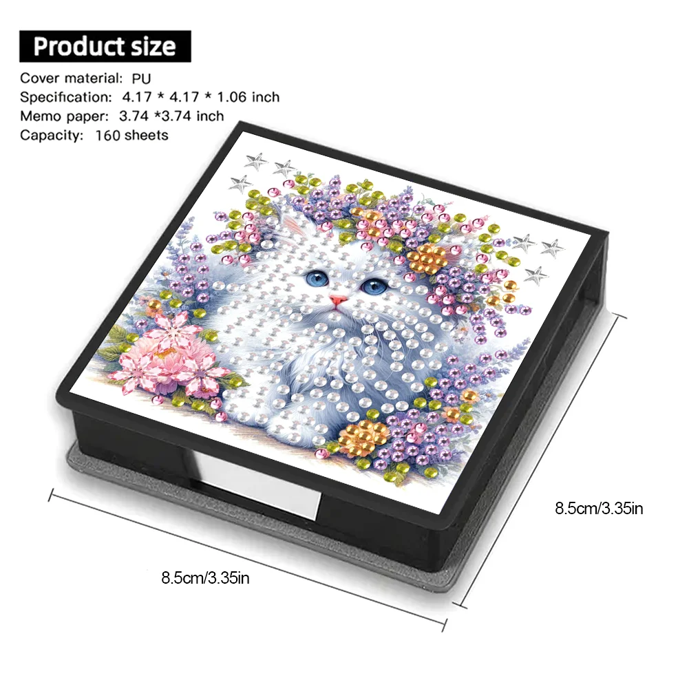 DIY Flower Cat Diamond Painting Memo Pad Holder Mosaic Kit for DIY Art Craft