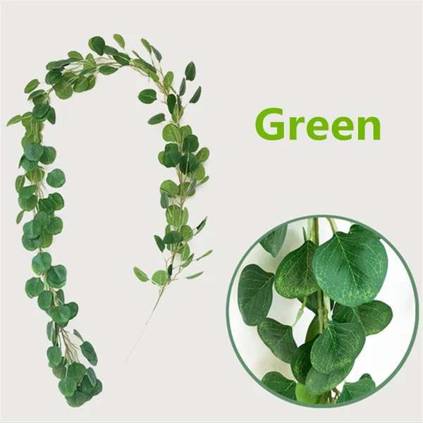 200CM Artificial Eucalyptus Garland Hanging Rattan Wedding Greenery Home Decor Table Centerpieces Party Decorations Hotel Cafe Decor(5 Colors)