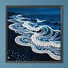 Black and Beach Waves DIY Pearl Painting Art Kits Frameless Decor 30x30cm
