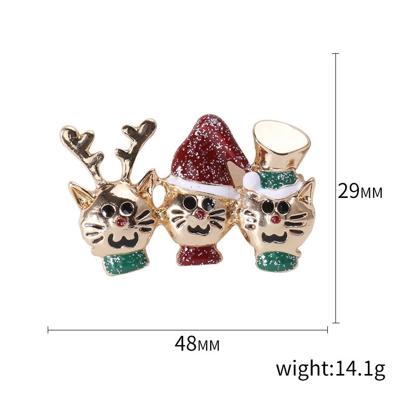 Cute Classic Style Pin Santa Claus Snowflake Elk Alloy Enamel Inlay Rhinestones Unisex Brooches