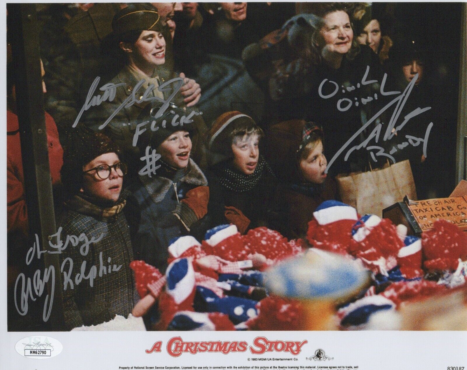 PETER BILLINGSLEY & IAN PETRELLA +1 Signed 8x10 A CHRISTMAS STORY Photo Poster painting JSA COA