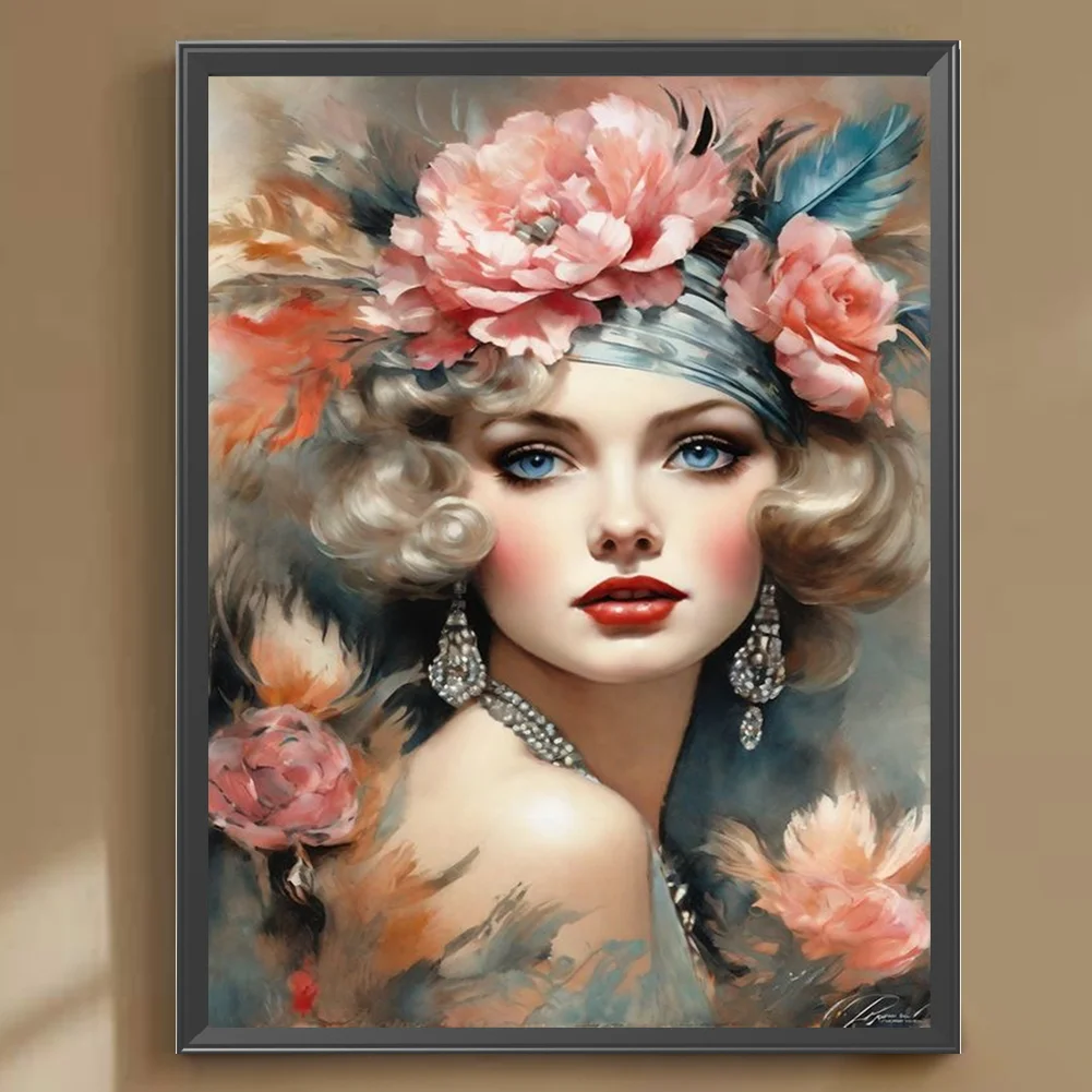 Diamond Painting - Full Round Drill - Flower Lady(Canvas|30*40cm)