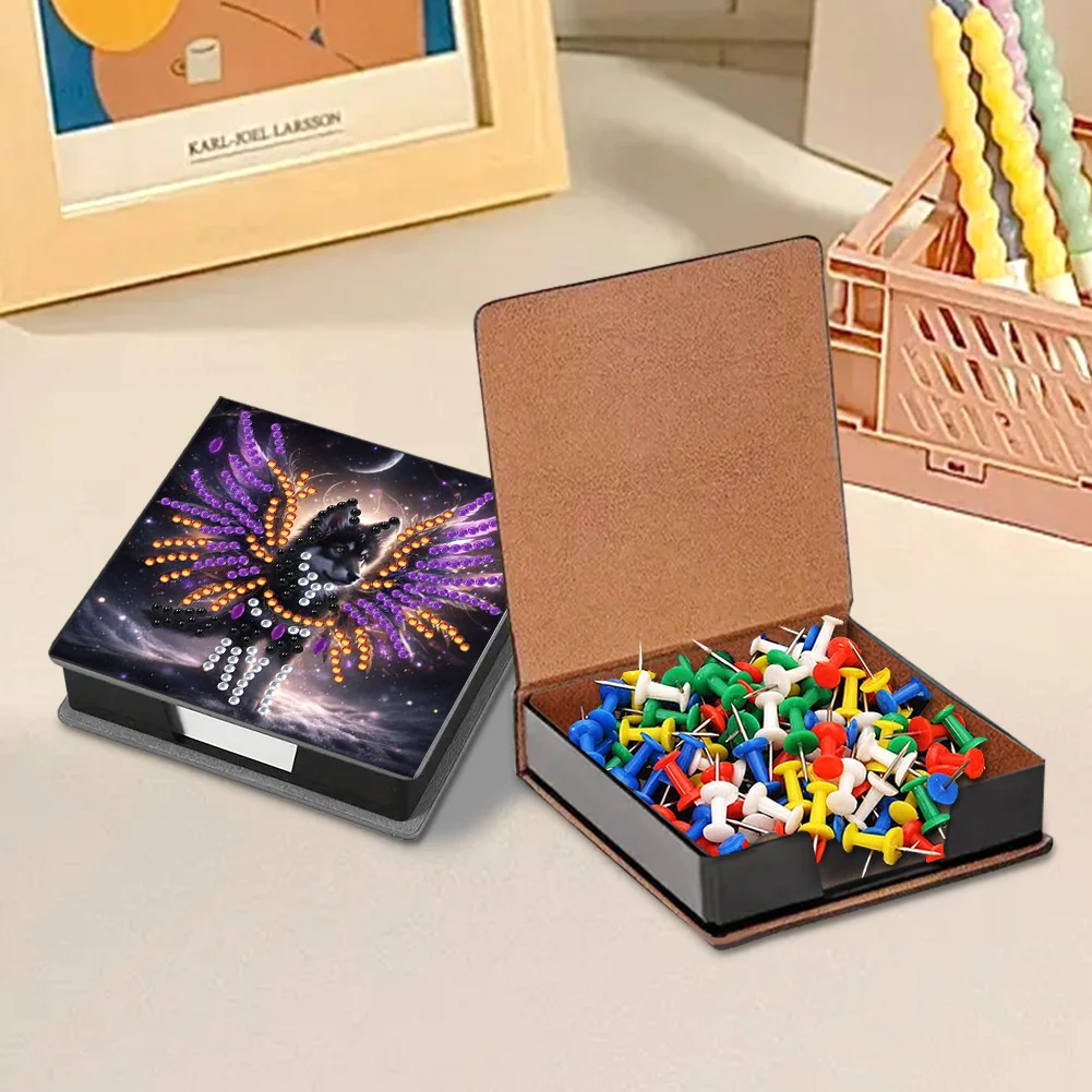 PU 5D Diamond Painting Kit Note Box DIY Diamond Art Notepad Box (Wolf)