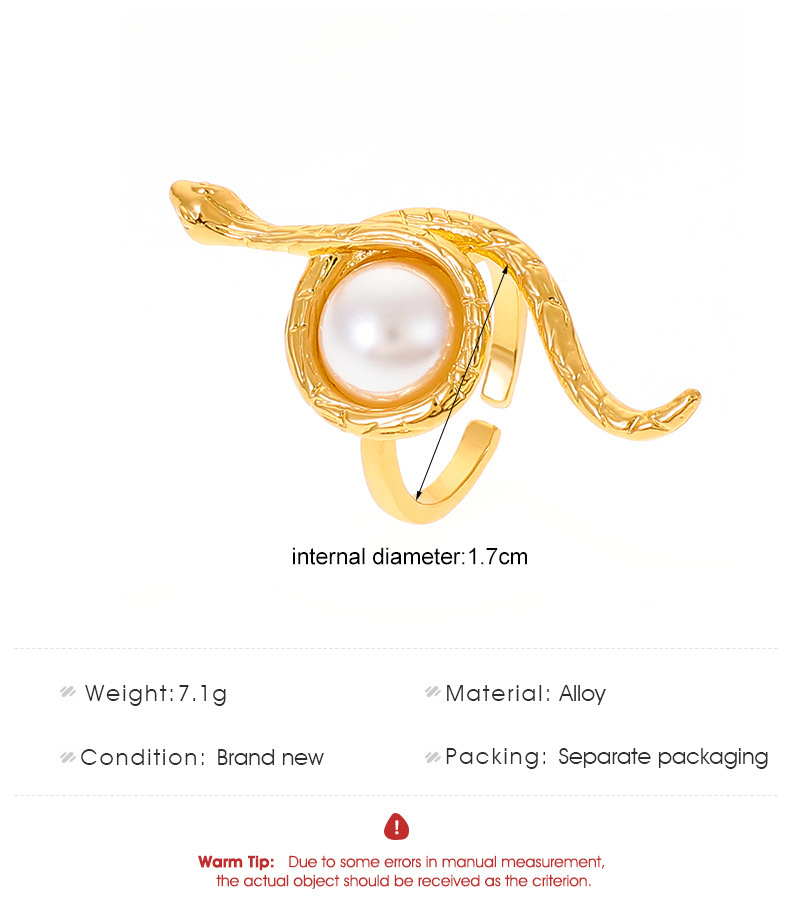 Serpentine gold-plated twisted pearl ring