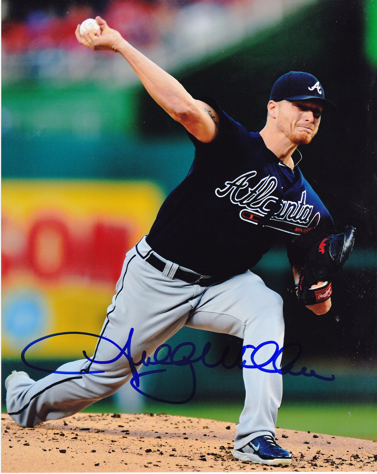 SHELBY MILLER ATLANTA BRAVES ACTION SIGNED 8x10