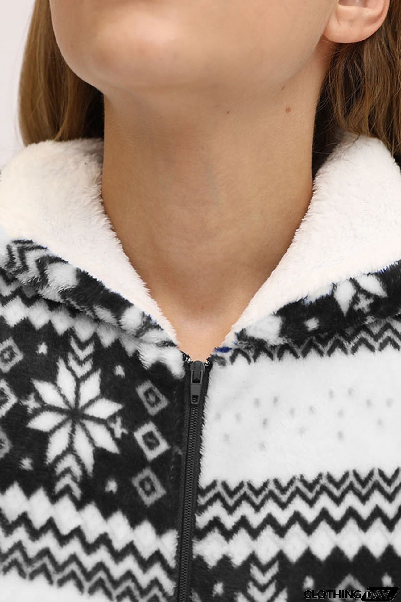 Christmas Printed Zipper Hooded Jumpsuits