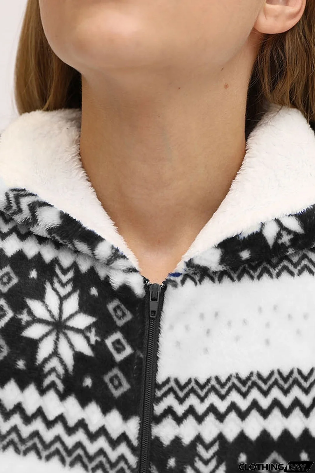 Christmas Printed Zipper Hooded Jumpsuits