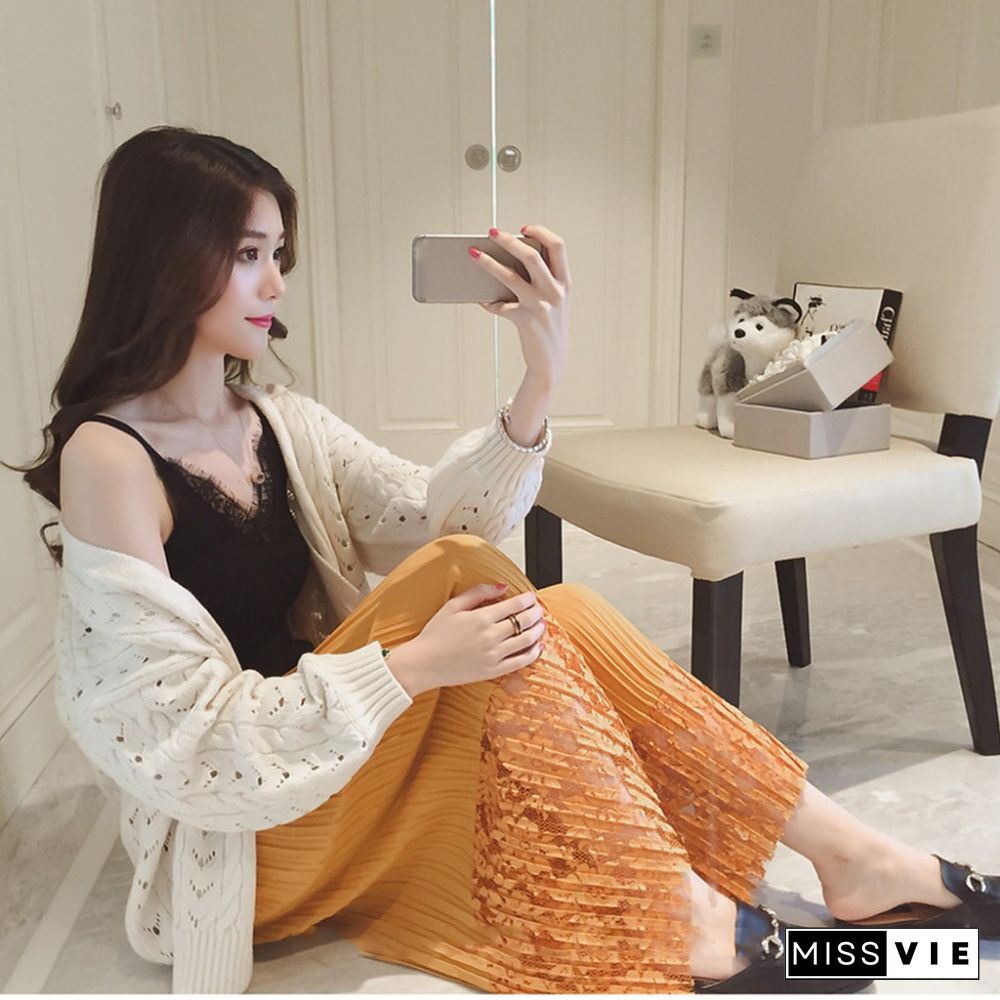 Sexy Women Plain Camisole Lace Splicing Double V Neck Vest Slim Sling Tank Tops