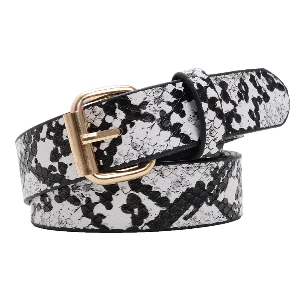 

Snake Print Leather Square Waistband Women Pants Dress Waist Belts (White), 501 Original