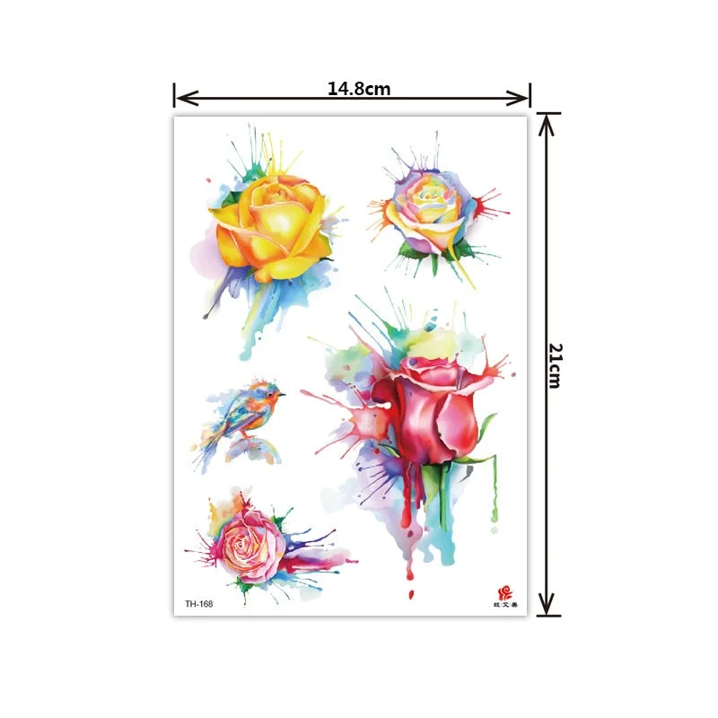 2021 New Plain Flower Arm Tattoo Sticker Flower Waterproof Tattoo Color Animal Tiger Tattoo Sticker