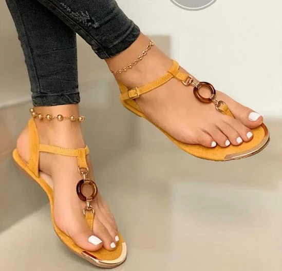 2023 Women Summer Shoes Fashion Flat Heel Clip Toe Feet Roman Buckle Large Size Female Sandals Comfortable Sandalias Mujer
