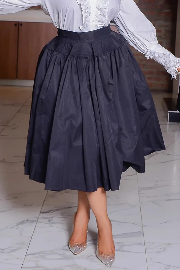 Plus Size Business Casual Black Elegant Pocket Skirts [Pre-Order] 2024 - Xpluswear