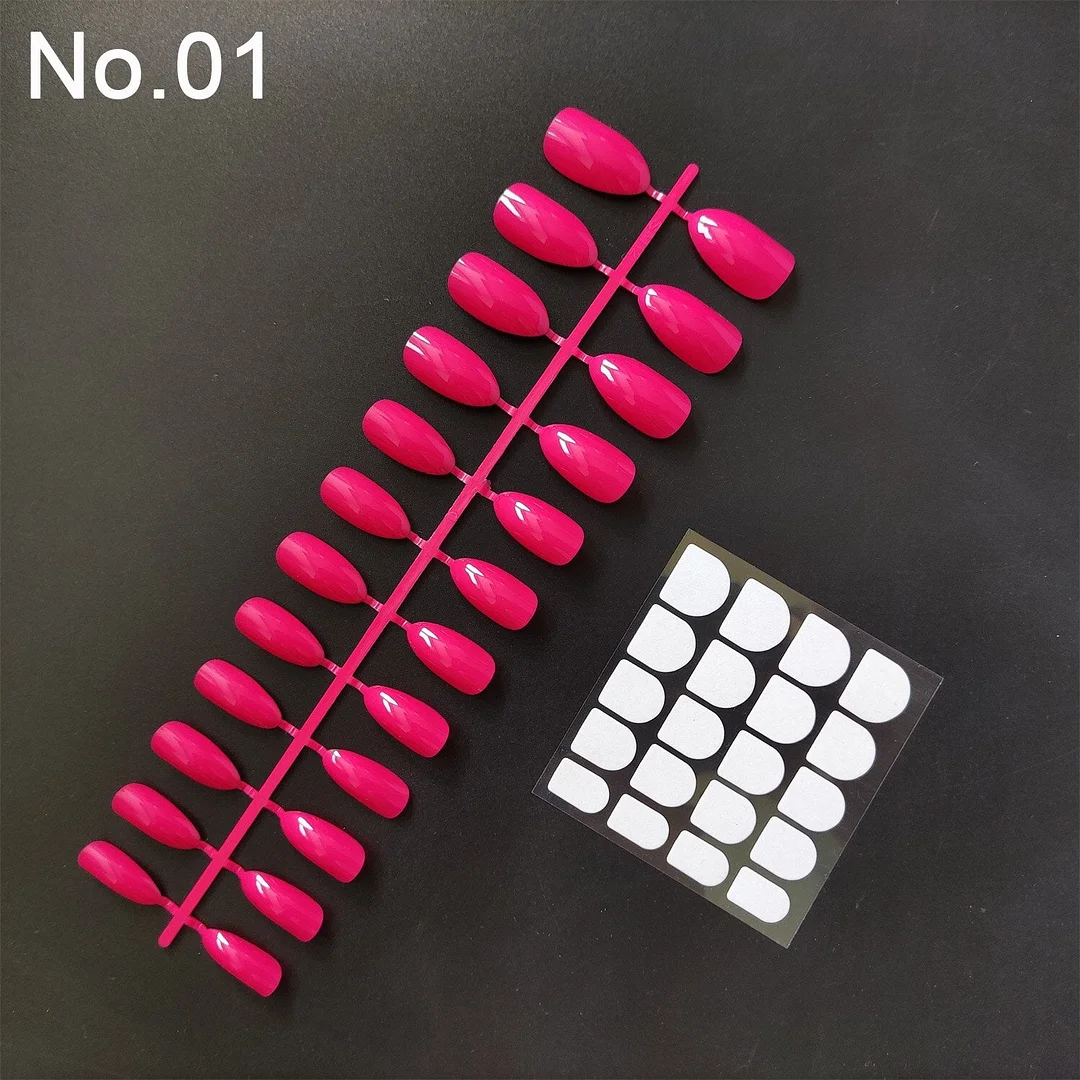 1 Set, 24 Pieces With Nail Adhesive Almond Shape False Nail Tips 20 Popular Colors Optional Full Cover Press On Nail