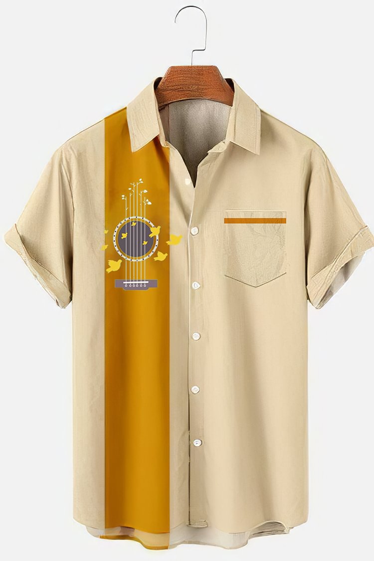 Tiboyz Fashion Casual Music Guitar Flying Bird Cozy Shirt