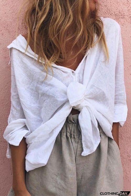 High Low Loose Button Long Sleeve Shirt