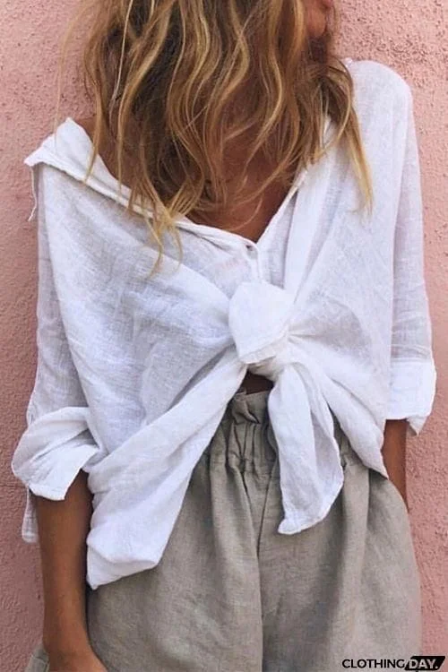 High Low Loose Button Long Sleeve Shirt