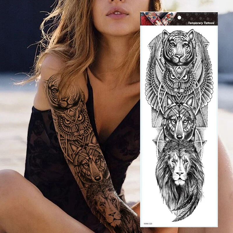 New 1 Piece Temporary Tattoo Sticker Tribal style Tattoo with Arm Body Art Large Fake Tattoo Sticker