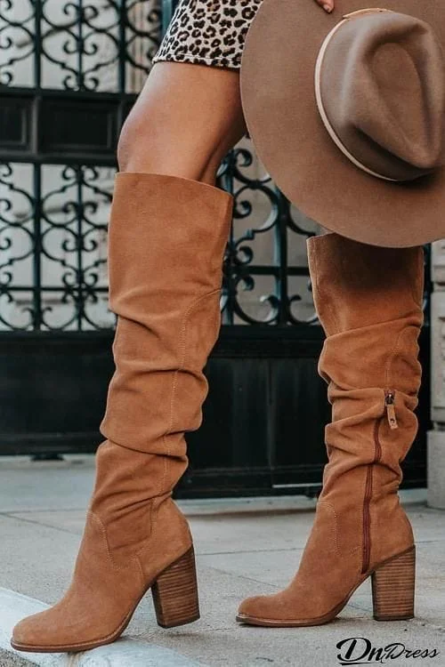 High Heels Zipper Knee Boots