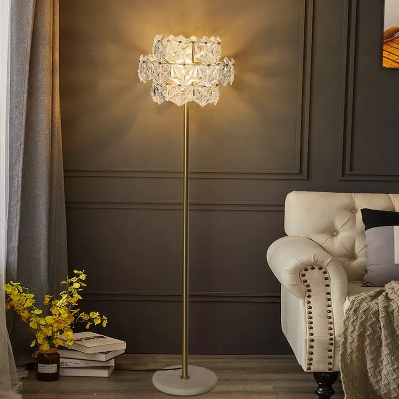 Glam Gold Plug-in Brass Floor Lamp 