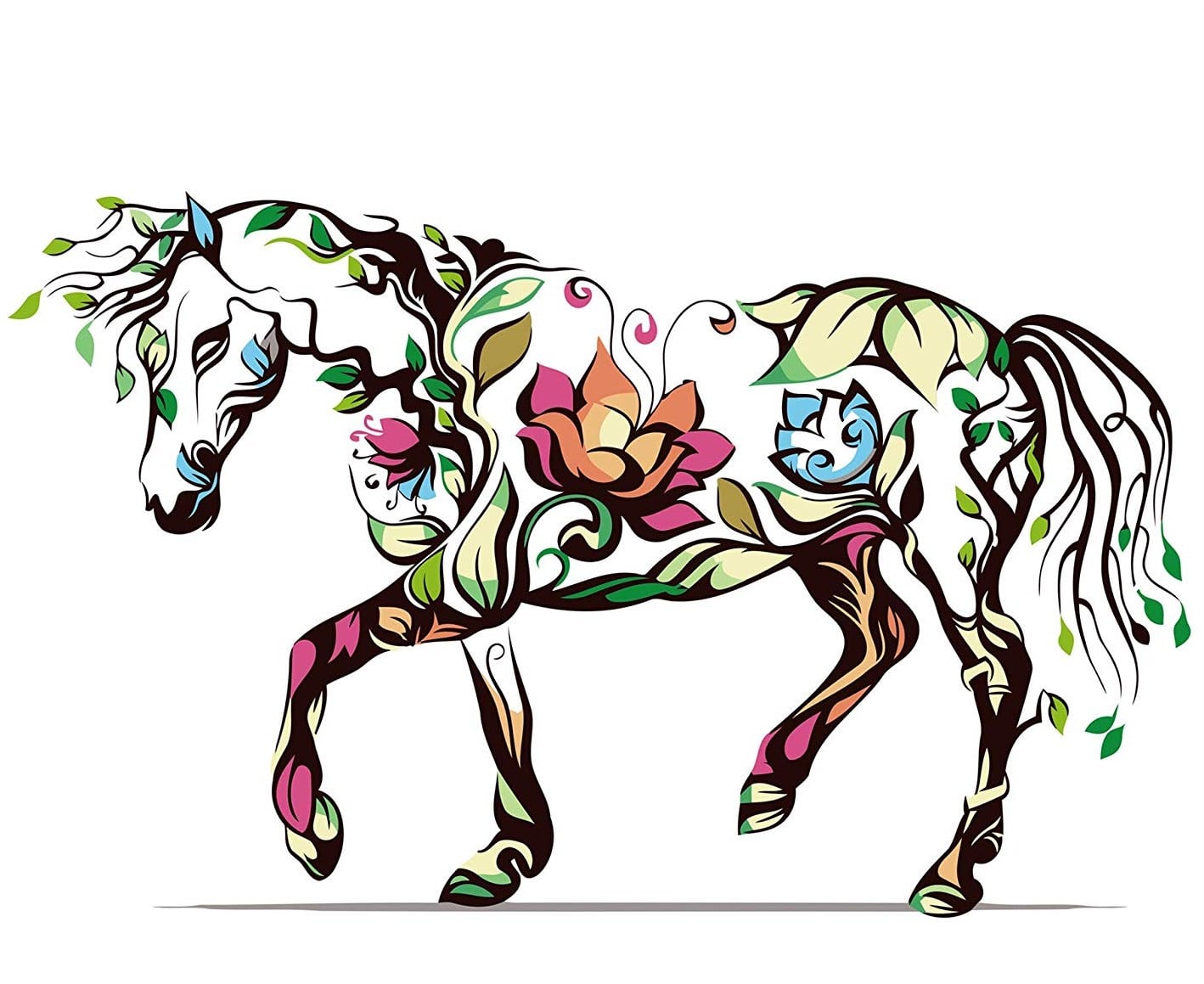 

Horse Flower Silhouette – Paint By Numbers - 40*50CM, 501 Original