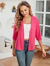 Open Front Solid Cardigan with 3/4 Sleeves, Elegant Spring/Summer Women's Clothing
