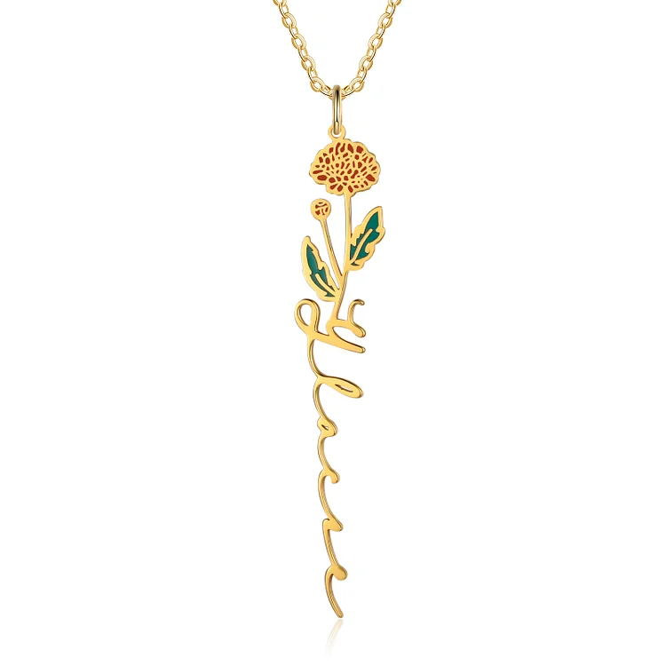 Chrysanthemum Name Necklace Custom November Birth Flower Necklace for Her