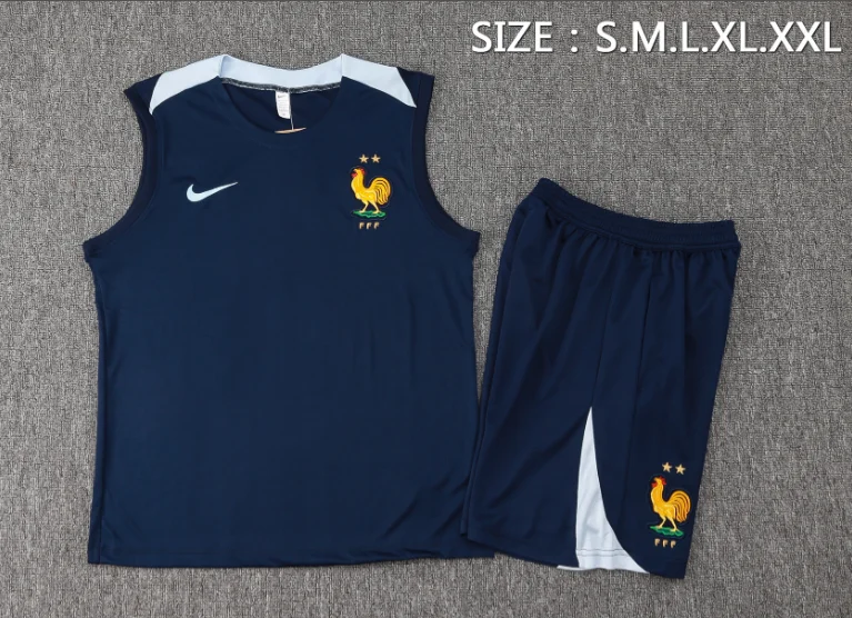 2024 France Training Kit Vest Football T-Shirt Thai Quality