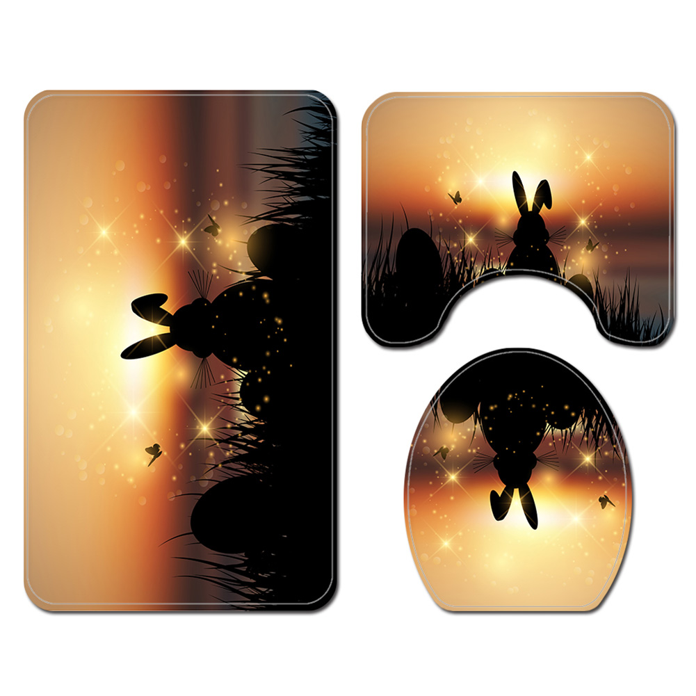 

3pcs/set Bathroom Mat Rabbit Non-Slip Bath Flannel Toilet Floor Rug (SY342, 501 Original