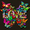 4PCS Diamond Painting -DIY Round Drill Love Butterfly Flower
