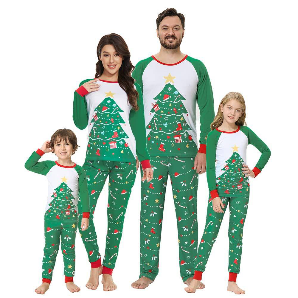 Christmas Family Matching Pajamas Set Green Christmas Tree Pajamas