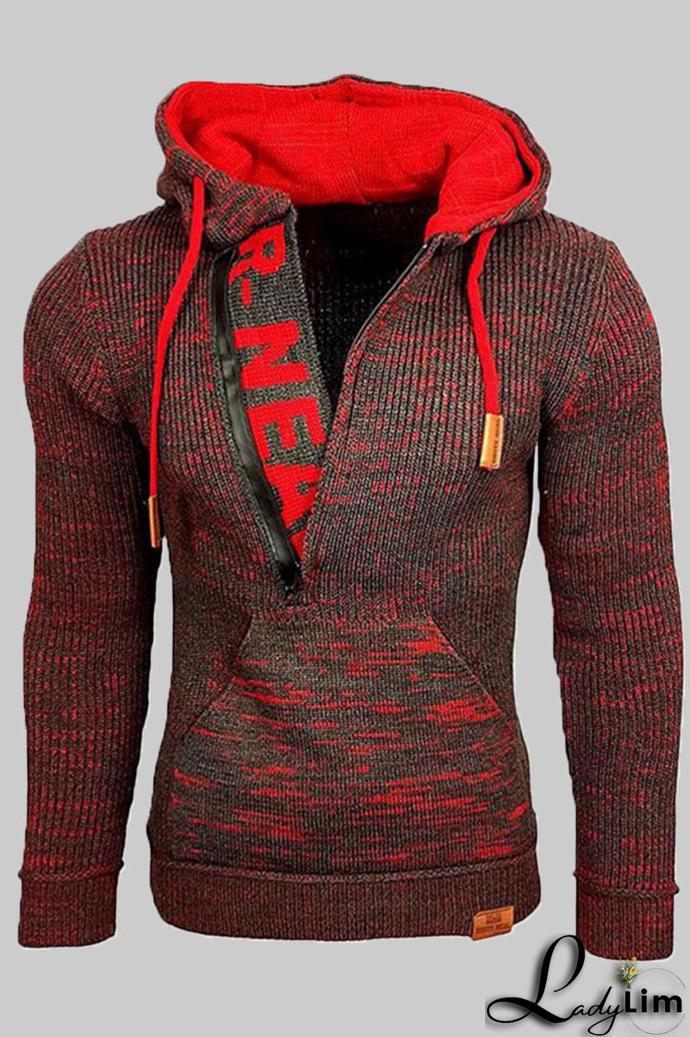 Black Red Fashion Casual Solid Split Joint Hooded Collar Tops
