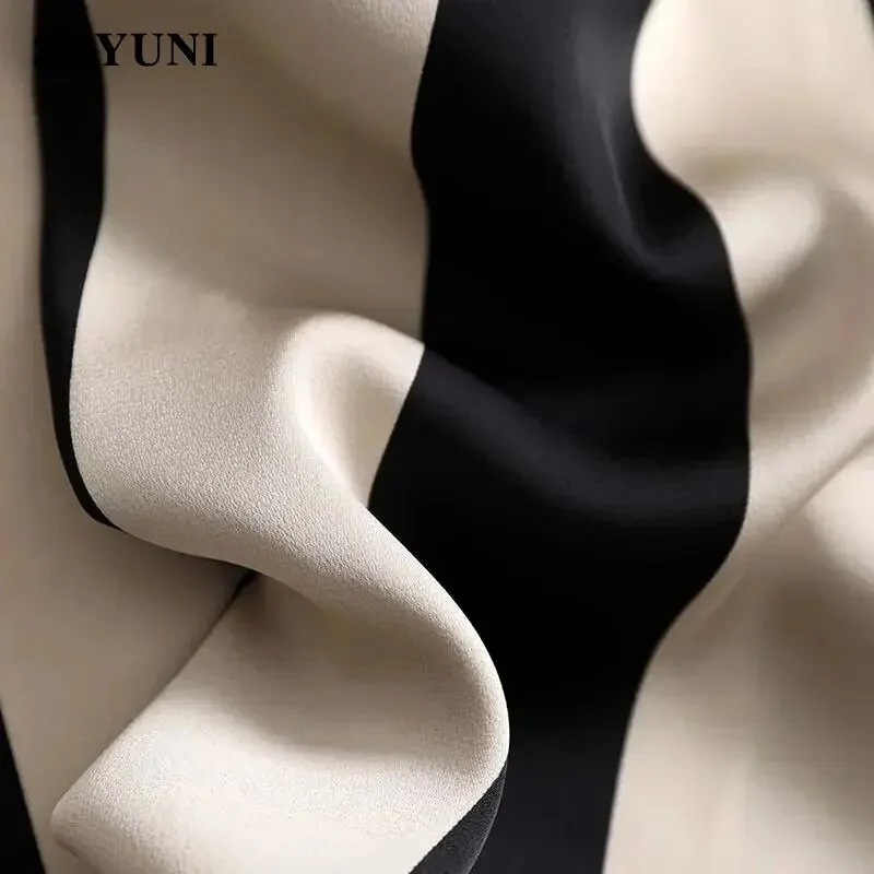 Churchf Striped Acetate Vintage Elastic High Waist Wide-Leg Loose Women's Pants Korean Fashion Full Length Pants For Women 2023-Outfit Ideas