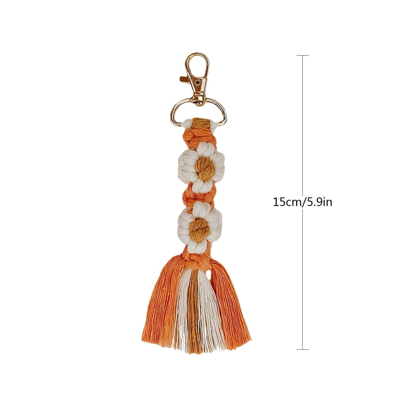 Bohemian Tassel Hand-woven Pendant Keychain High-grade Flower Daisy Bag Ornaments
