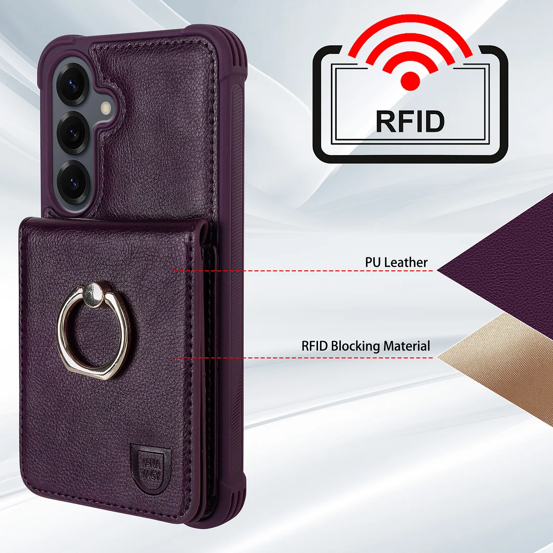 VANAVAGY Wallet Case Compatible for Galaxy S25 5G with Credit Card Holder and Coin Pocket