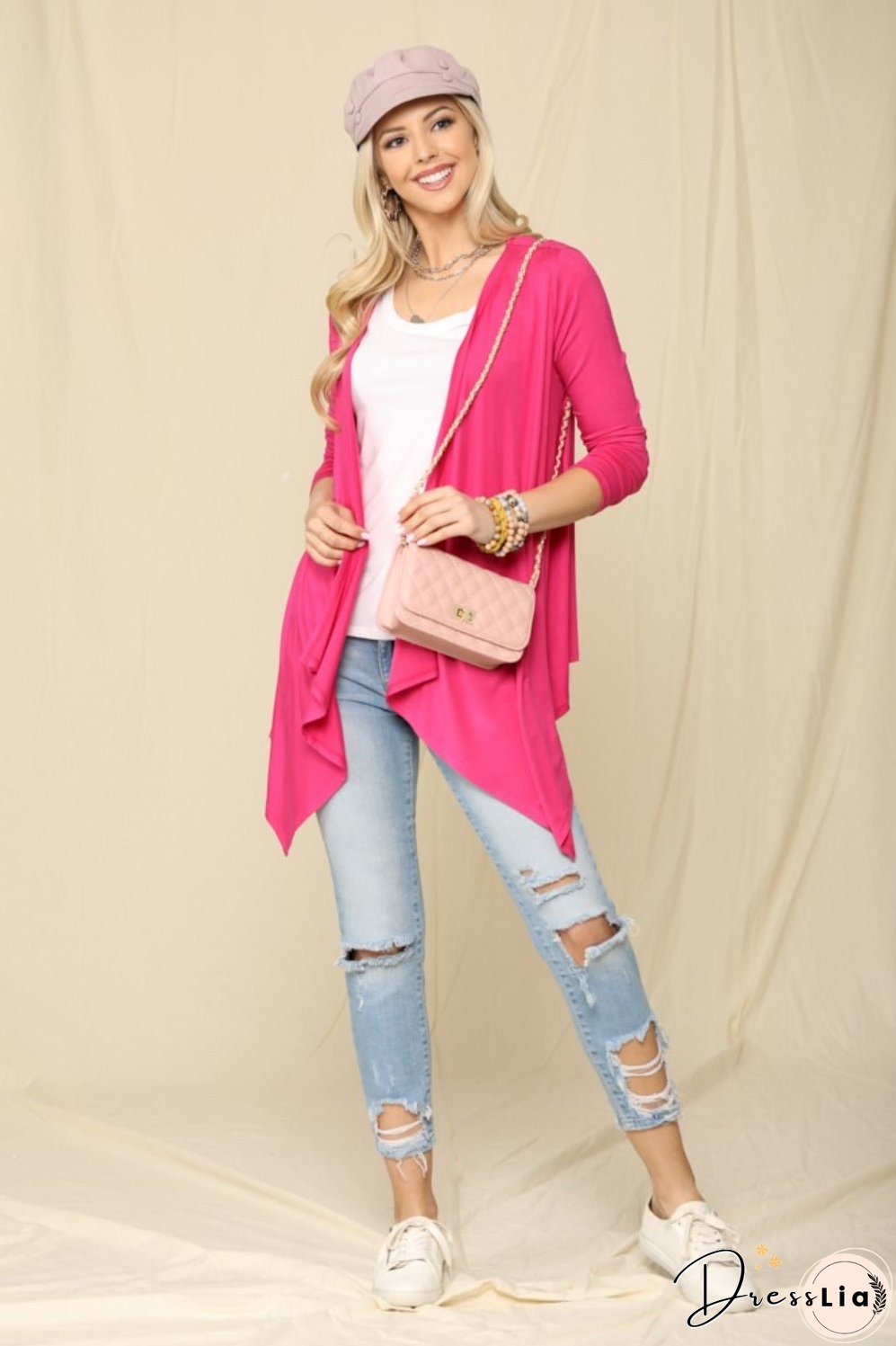 Celeste Full Size Open Front Knit Cardigan