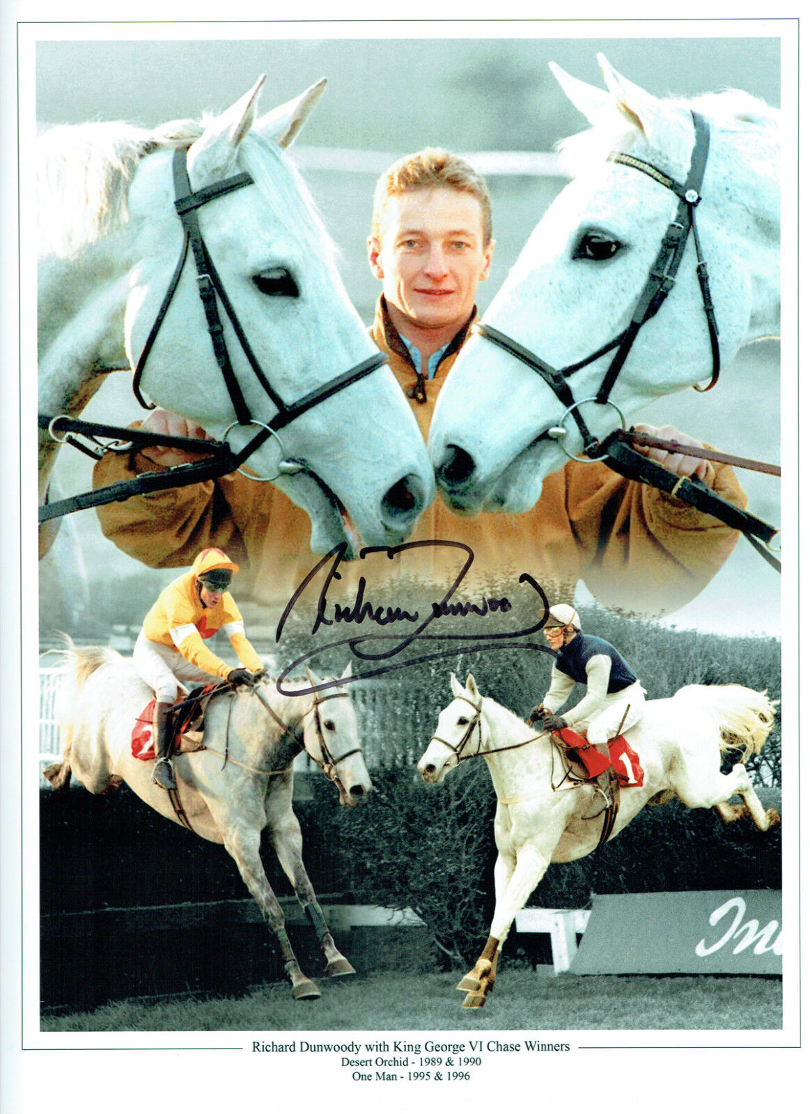 Richard DUNWOODY Desert Orchid One Man Signed Autograph 16x12 Photo Poster painting AFTAL COA