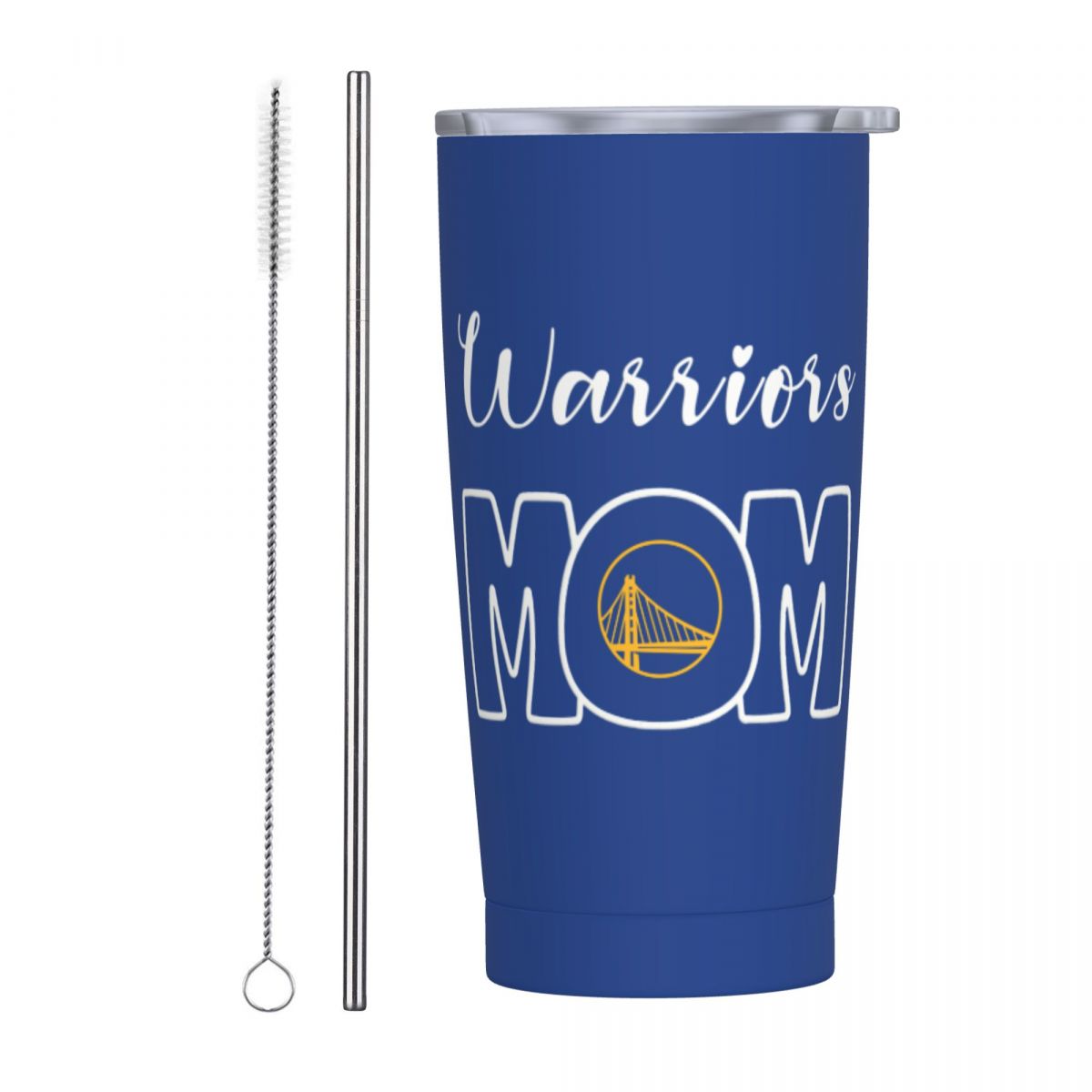 Golden State Warriors Mom Stainless Steel Travel Mug With Lid And Straw