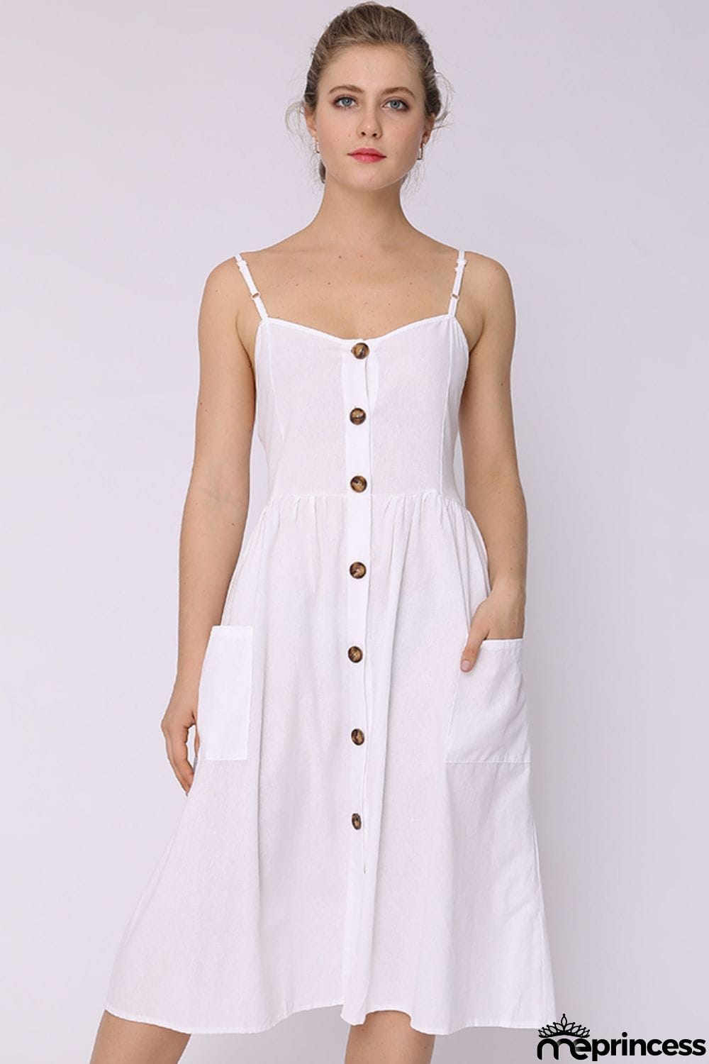 Spaghetti Strap Smocked Dress with Pockets