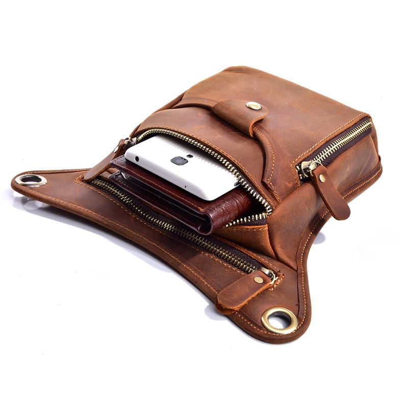 Men's bag retro crazy horse leather men's horizontal shoulder messenger bag