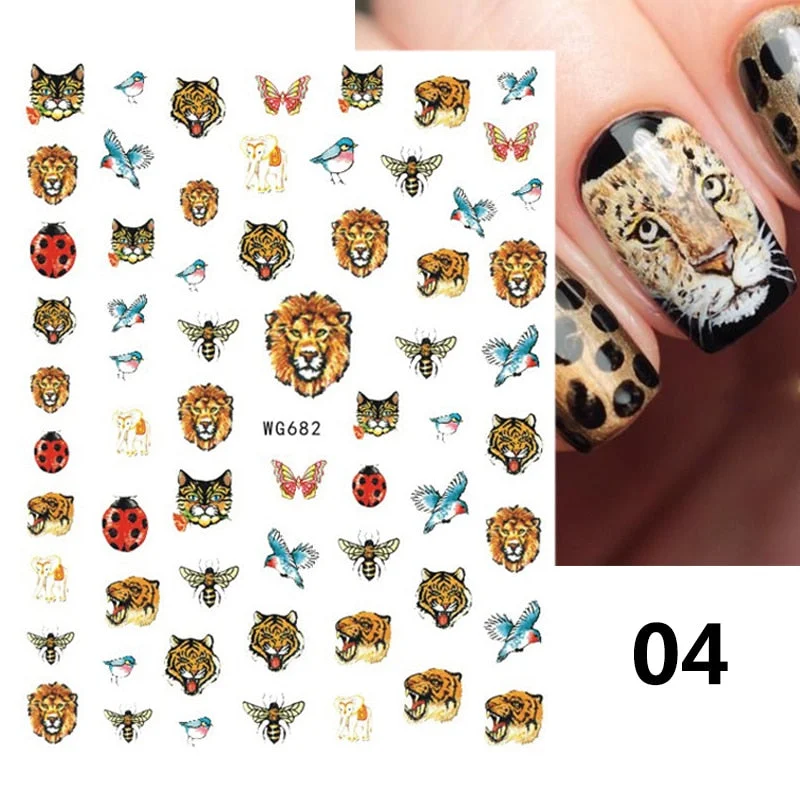 Black 3D Leopard Nail Stickers White Milk Cow Nail Design Snake Prints Sliders Animal Skins Foils Zebra Pattern Manicures Decor-Nail Inspo