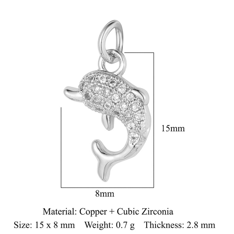 3 Pieces Copper Zircon 18K Gold Plated Dolphin Butterfly