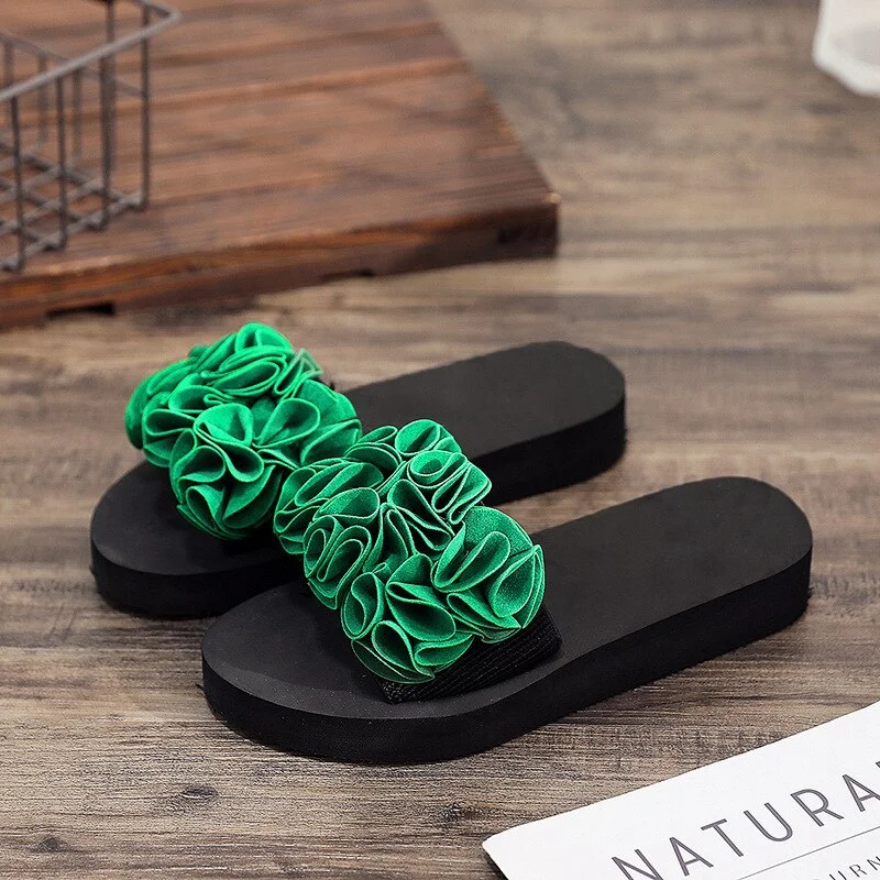 2021  Women Bow Summer Sandals Slipper Indoor Outdoor Flip-flops Beach Shoes New Fashion Female Casual flower Slipper gift