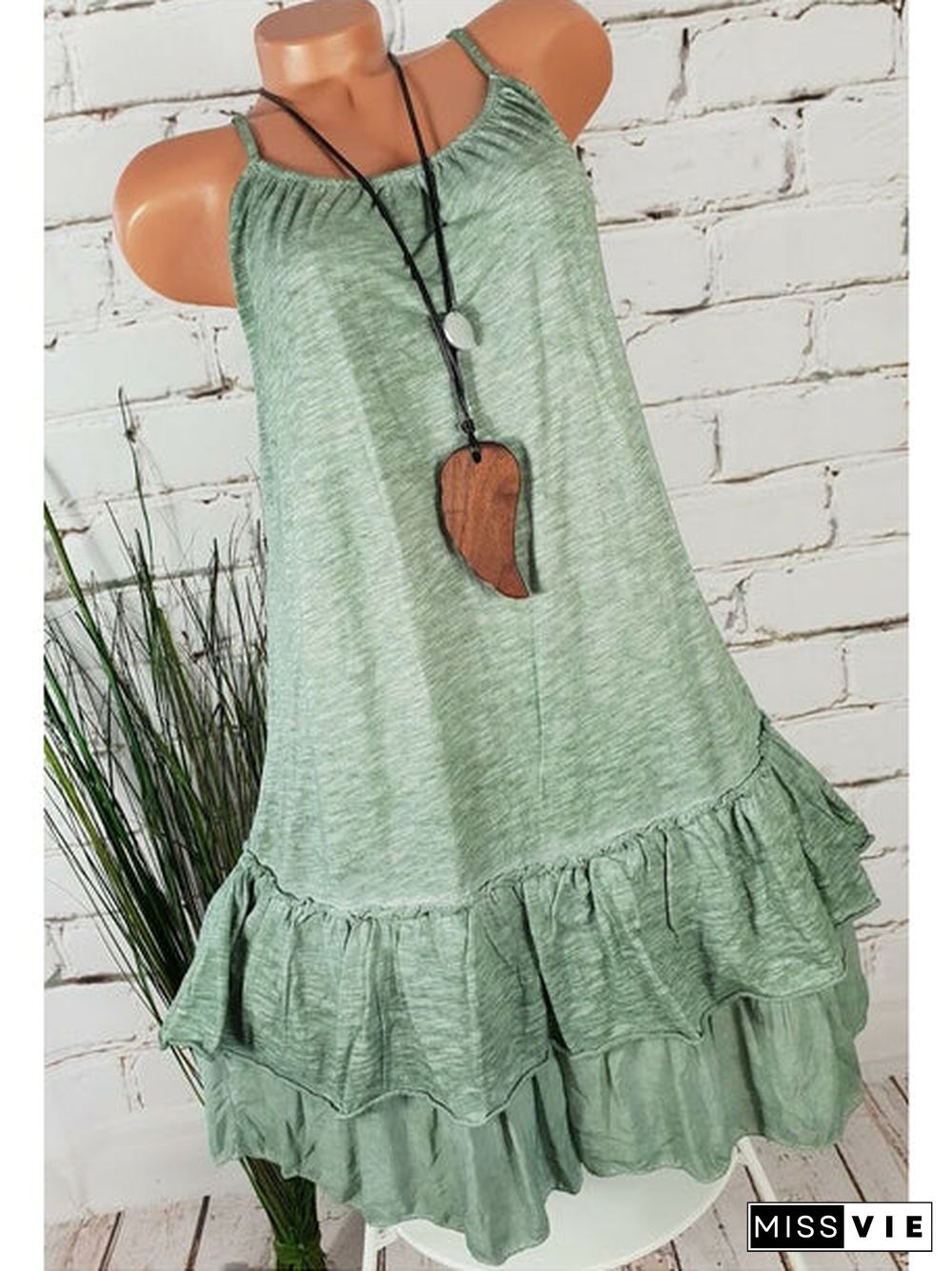 Women's Solid Color Sleeveless Scoop Neck Mid-dress