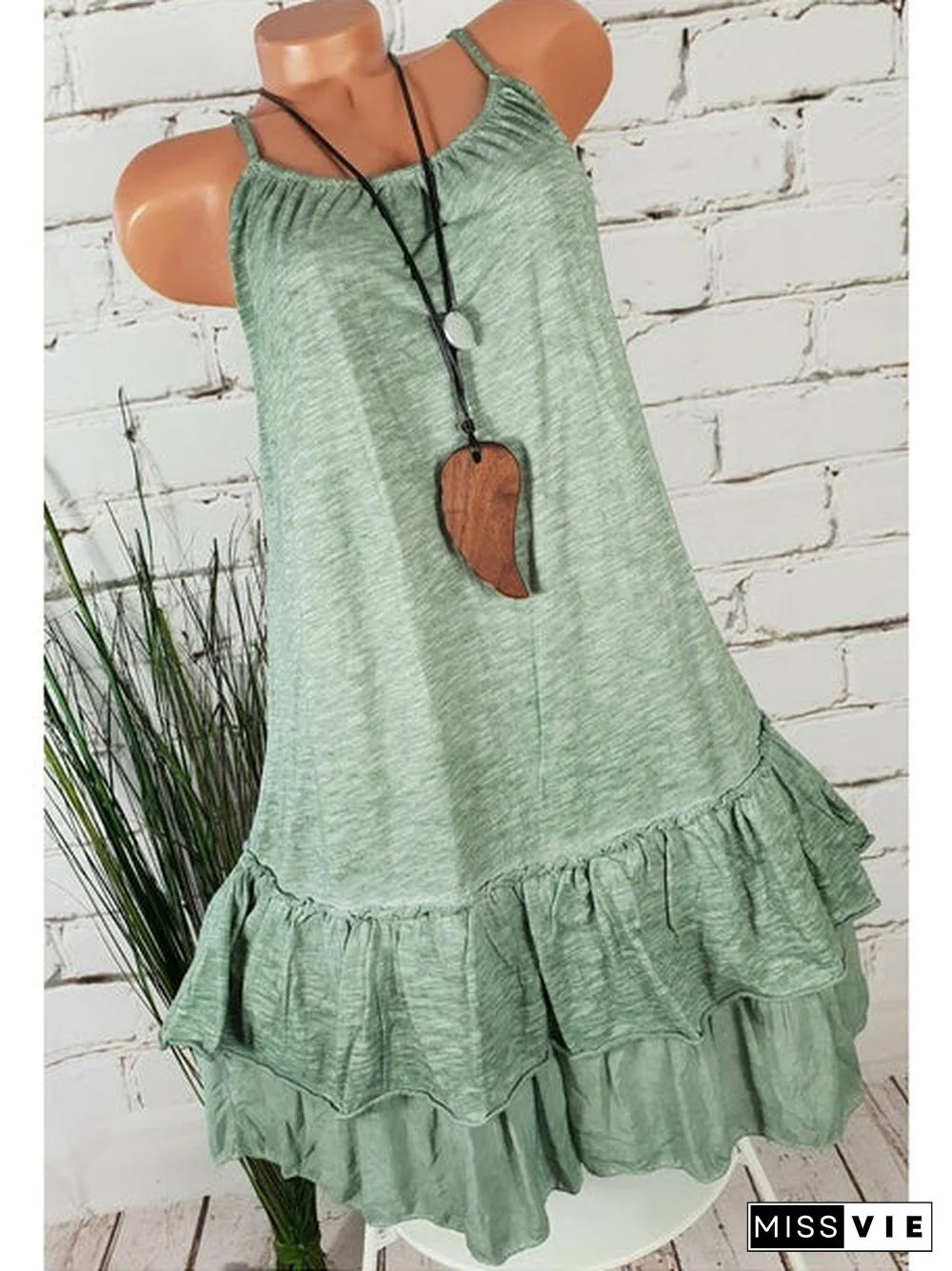 Women's Solid Color Sleeveless Scoop Neck Mid-dress