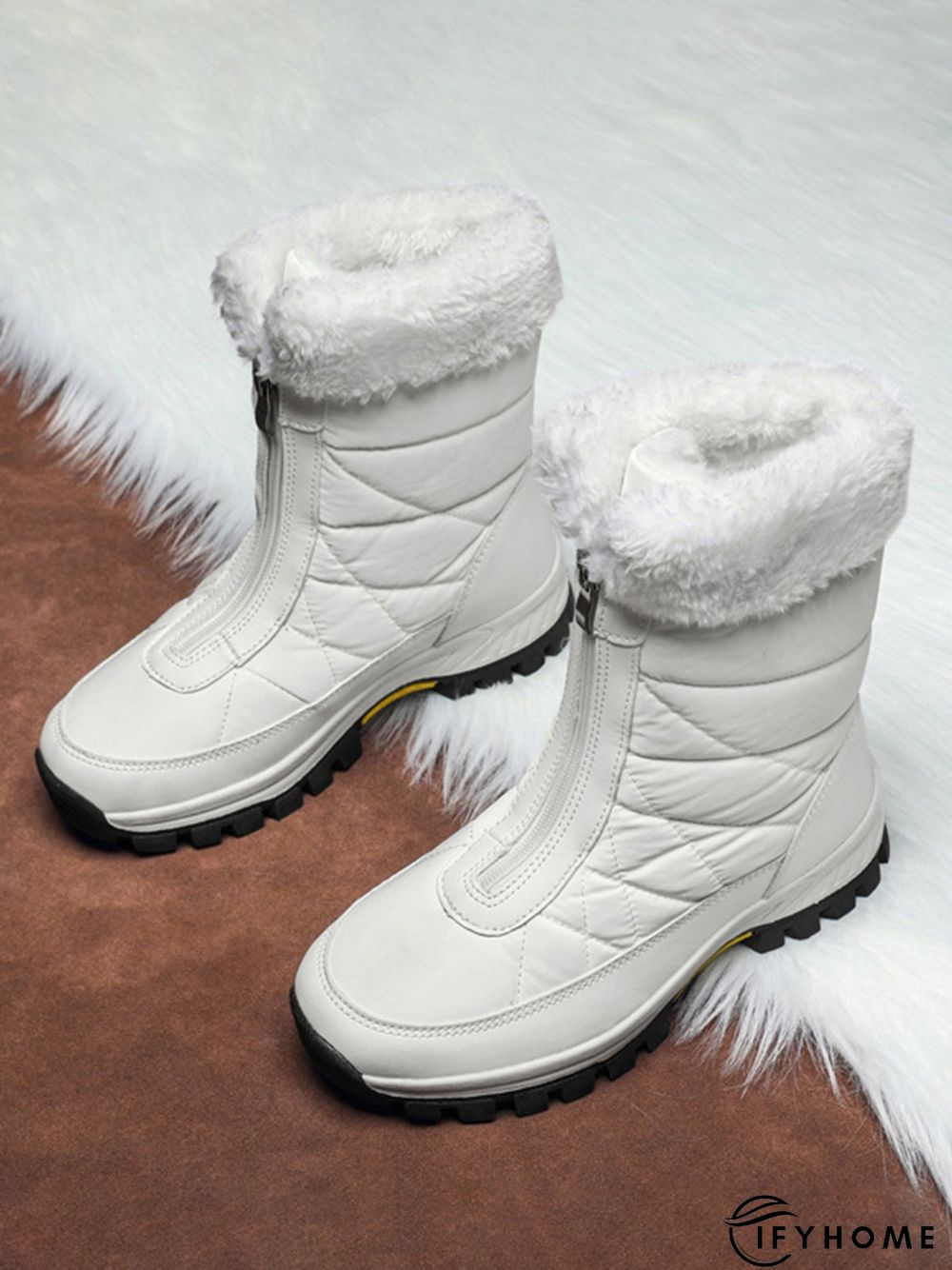 Winter Front Zip Thermal Lined Outdoor Snow Boots | IFYHOME