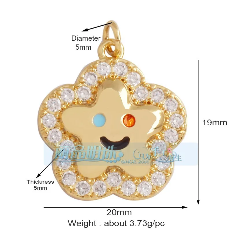 1 Piece 12 * 23mm 15*15mm 5*12mm Hole 5~5.9mm Half 925 Silver Zircon Sun Moon Pendant Jewelry Accessories